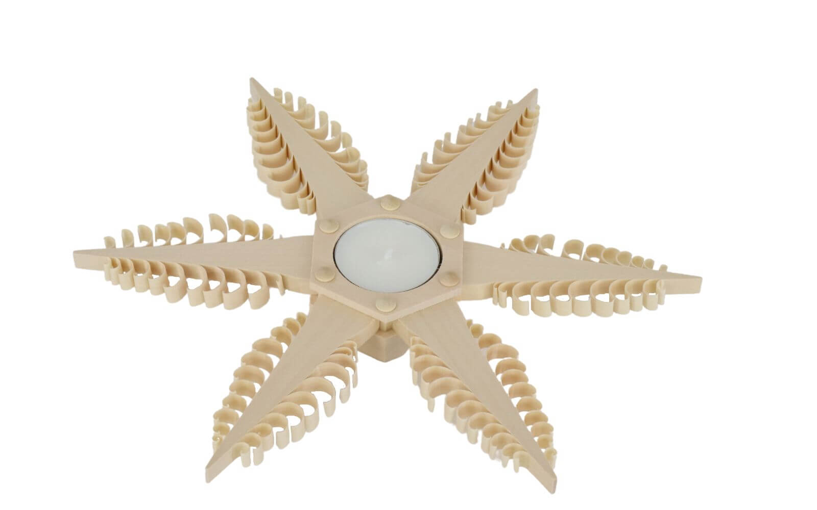 Weihnachtskerzenhalter Spanbaumstern für Teelichter von Martina Rudolph_1