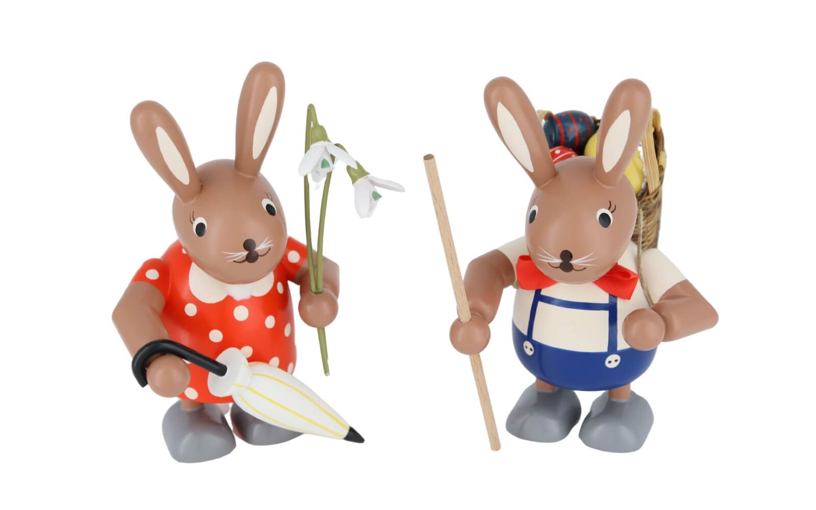 Osterhasenpaar mit Schneeglöckchen und Tragekorb, 11 cm von KWO_1
