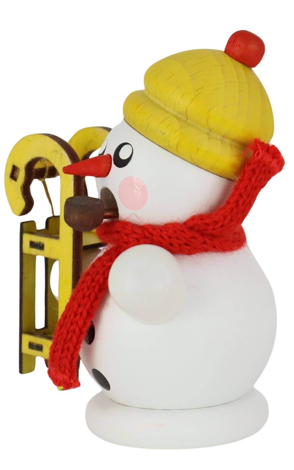 Räuchermann Schneemann mit Schlitten, farbig von Gerd Hofmann_3