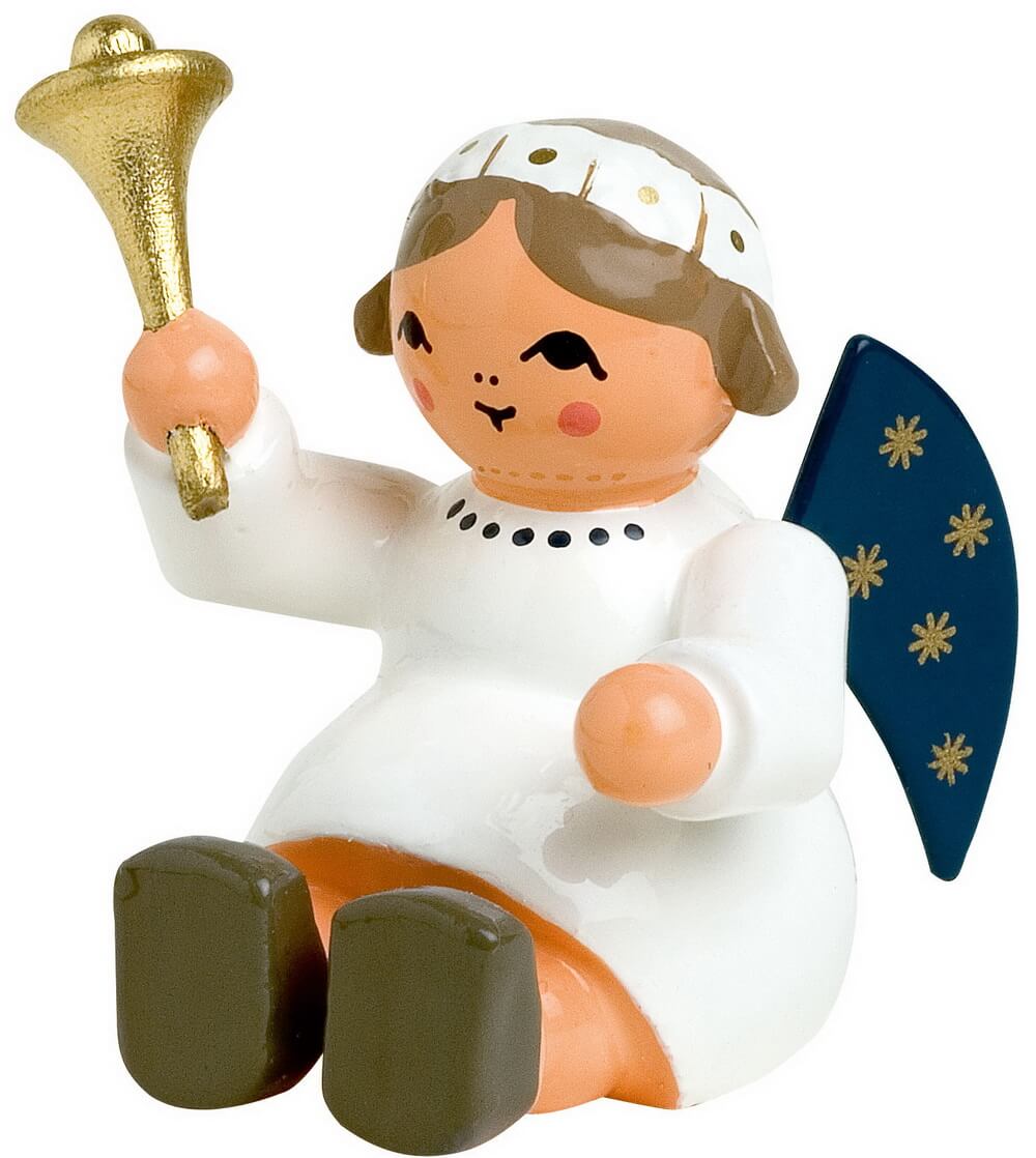 Miniatur Weihnachtsengel sitzend mit Glocke, 3 cm von KWO
