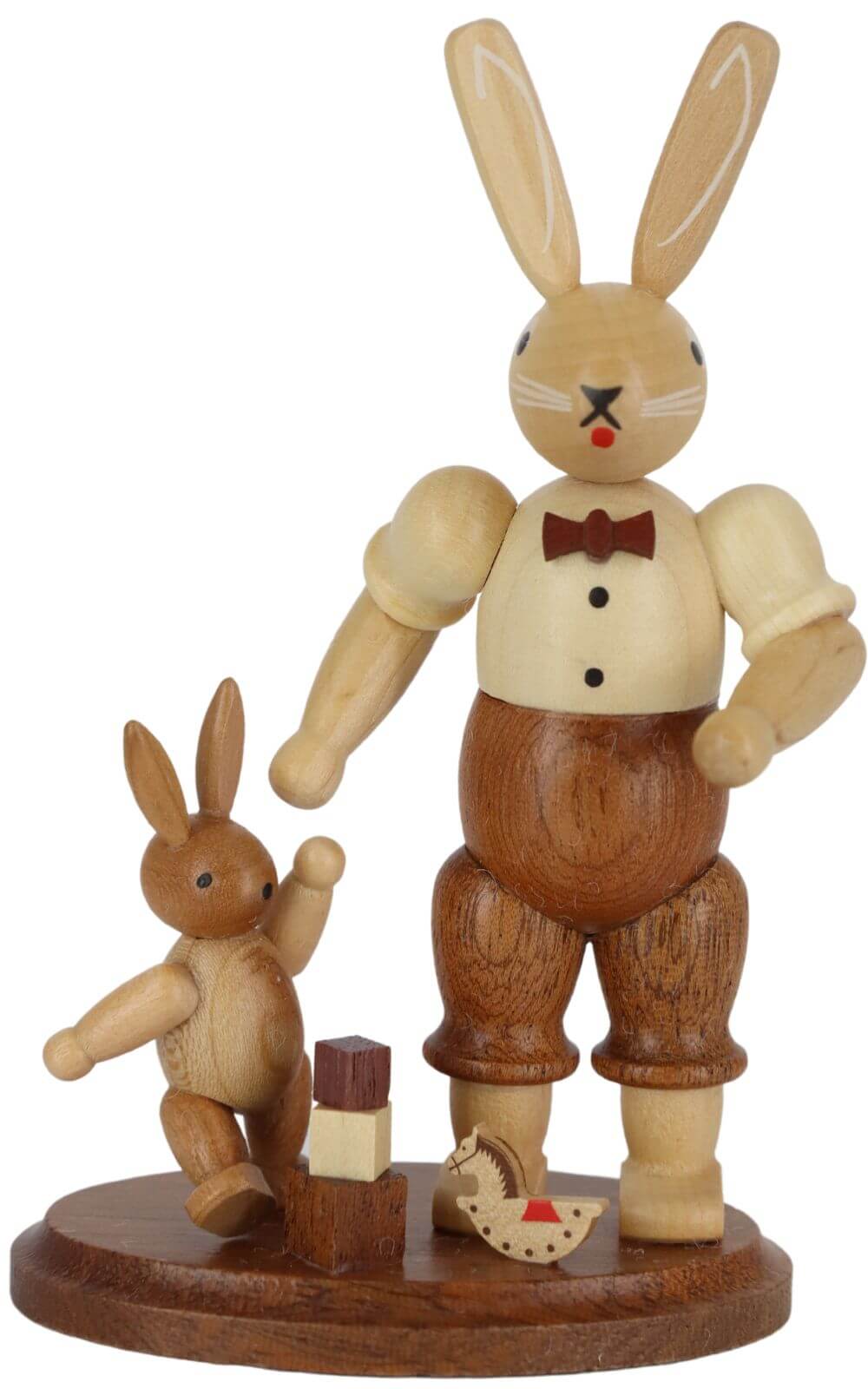 Osterhase Vater mit spielendem Kind, natur von Müller Kleinkunst_1