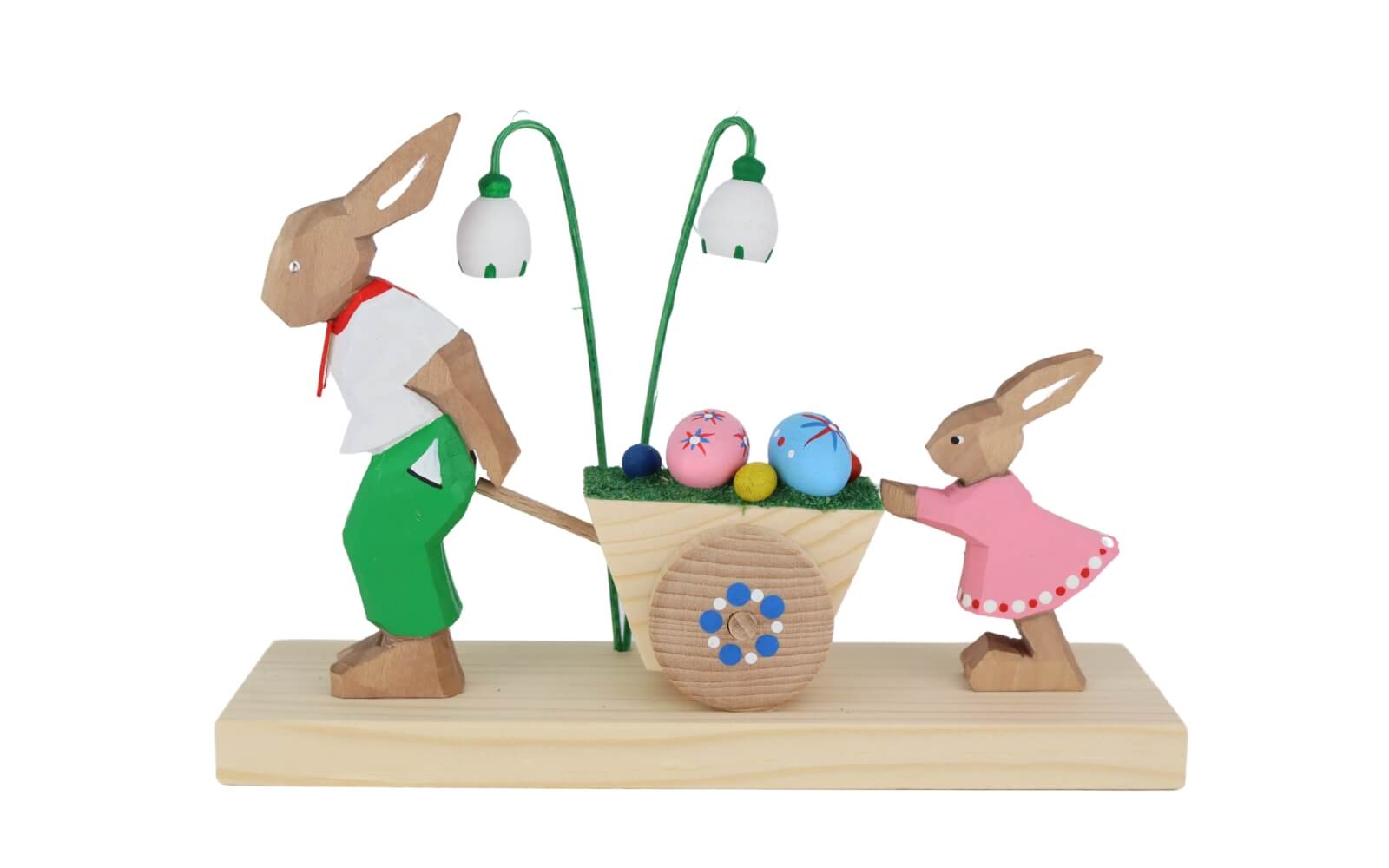 Osterhase Mann mit Kind und Wagen von Bettina Franke
