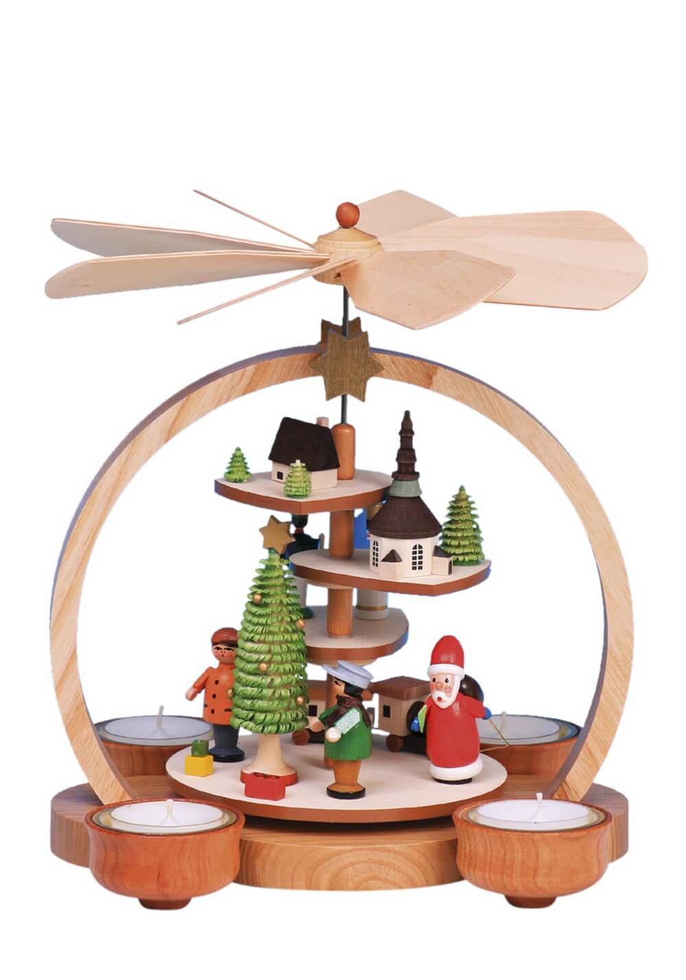Weihnachtspyramide mit farbigen Figuren von Knuth Neuber