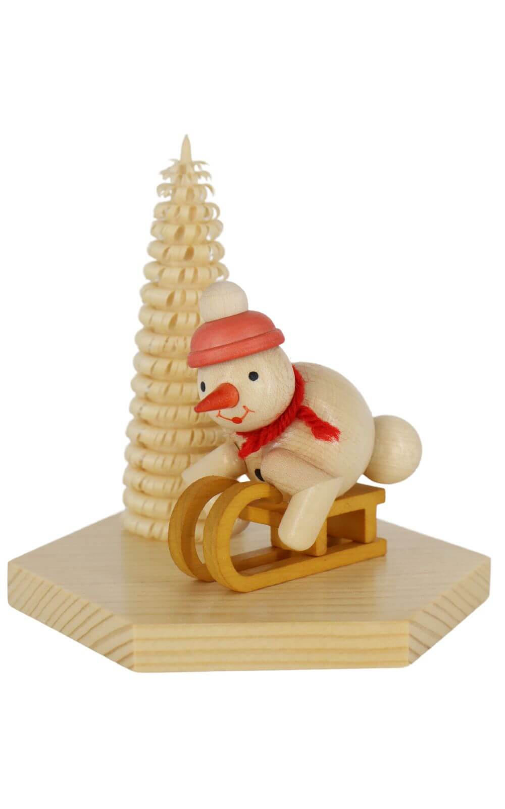 Miniatur Schneemann auf Schlitten, liegend, 10 cm, natur von Ralf Zenker
