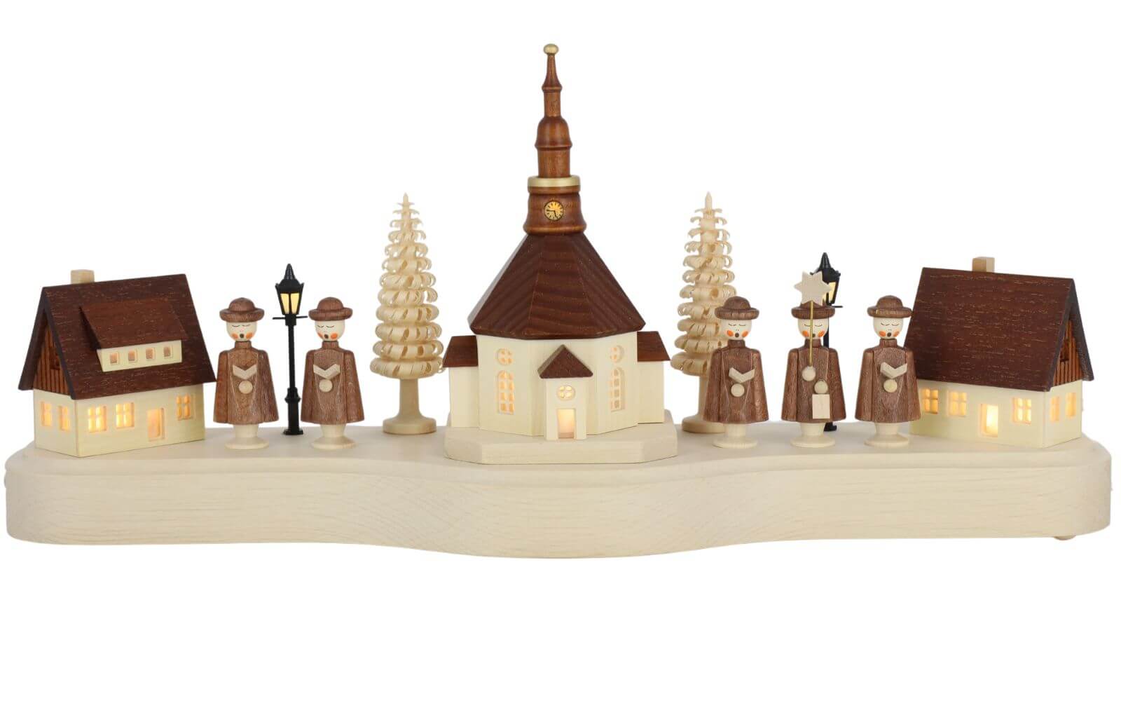 Sockel Seiffener Dorf und Kurrende, beleuchtet, 36 cm von SEIFFEN.COM_1