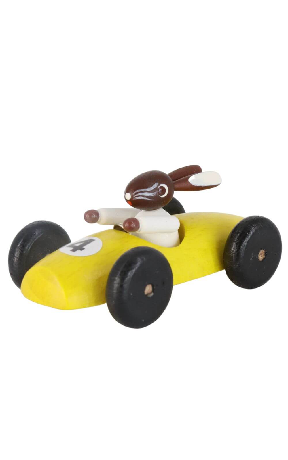 Osterhase im Rennauto, gelb von Legler