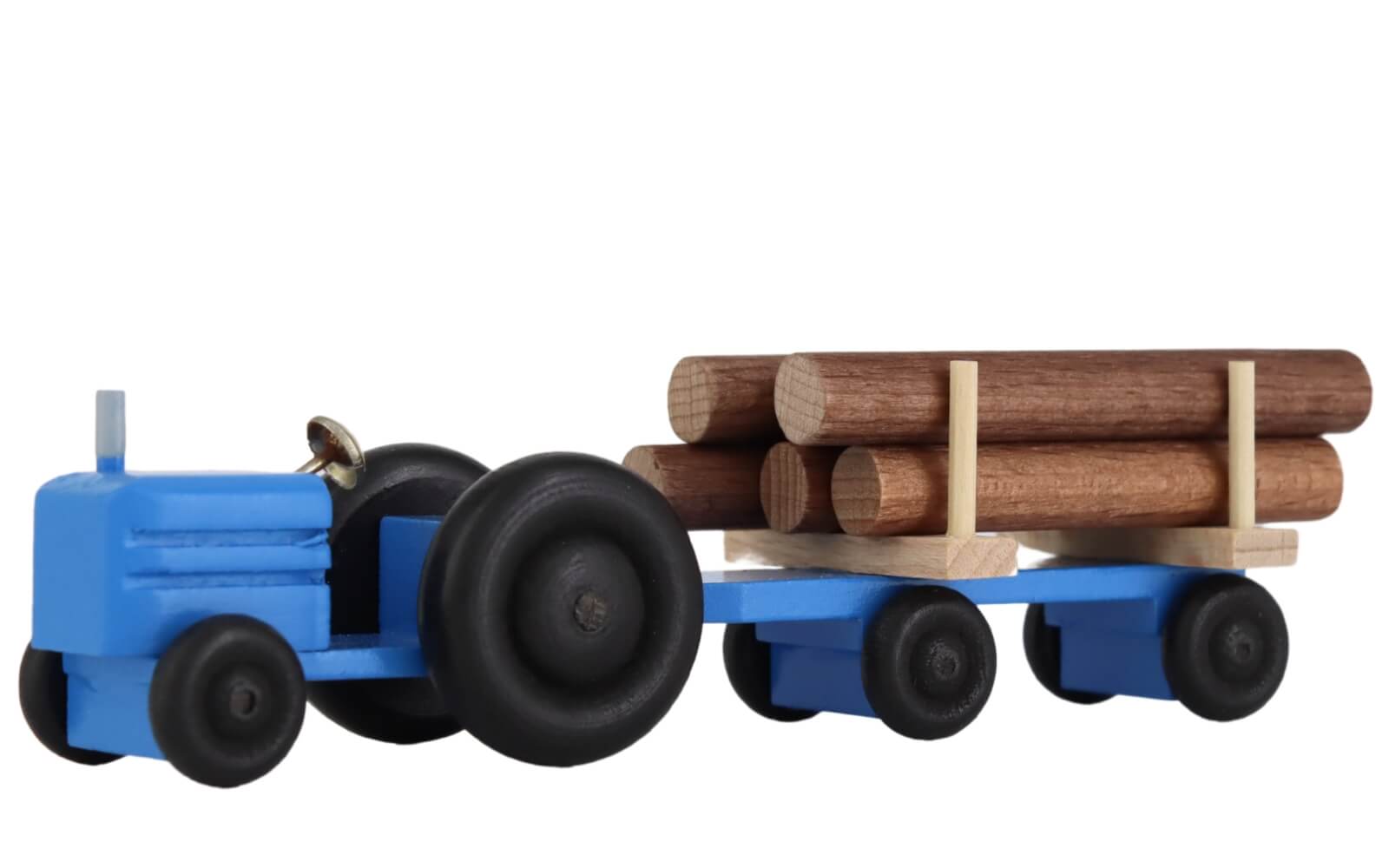 Holzspielzeug Traktor mit Anhänger Rundholz, farbig von Robbi Weber_1