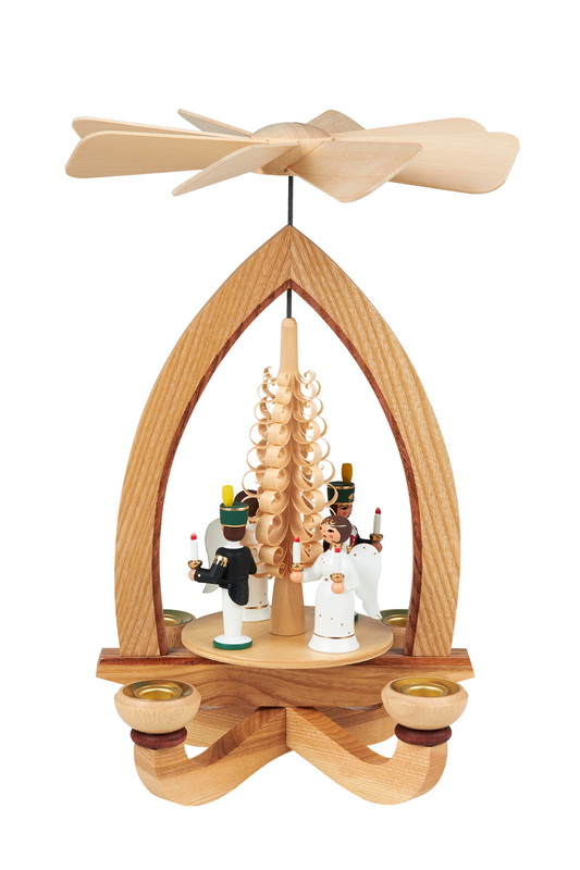 Weihnachtspyramide Lichterengel und Bergmann, farbig, 28 cm von Heinz Lorenz