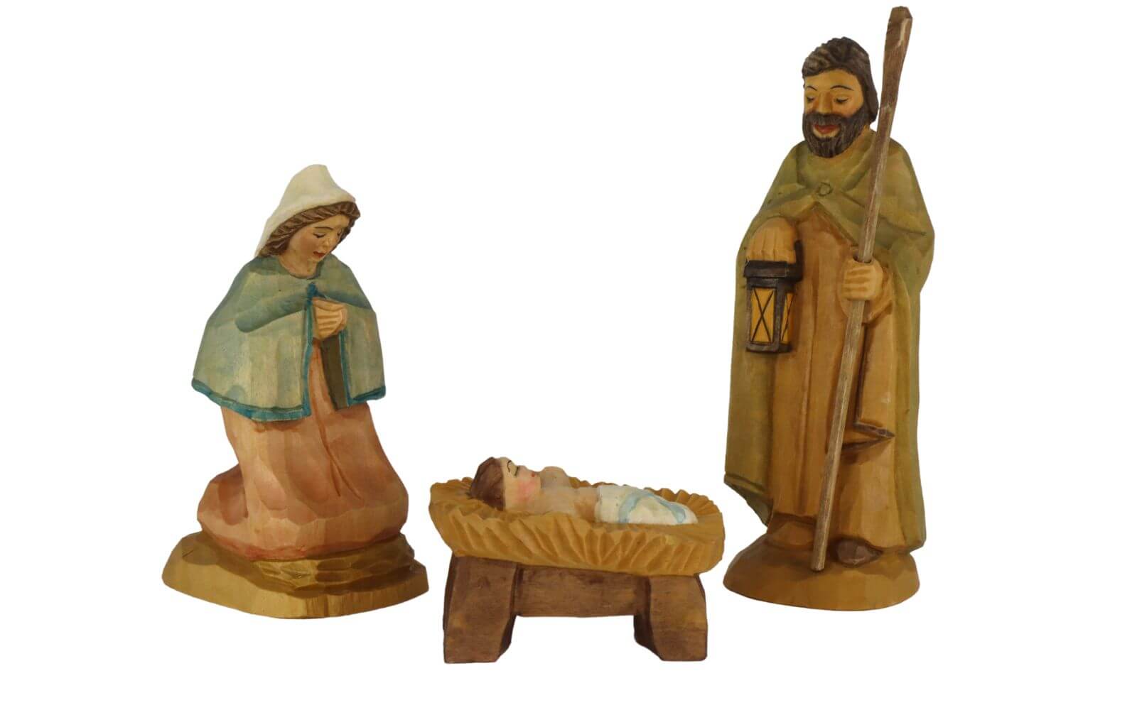 Heilige Familie, 3-teilig, farbig, geschnitzt, 12 cm von Schnitzkunst aus dem Erzgebirge