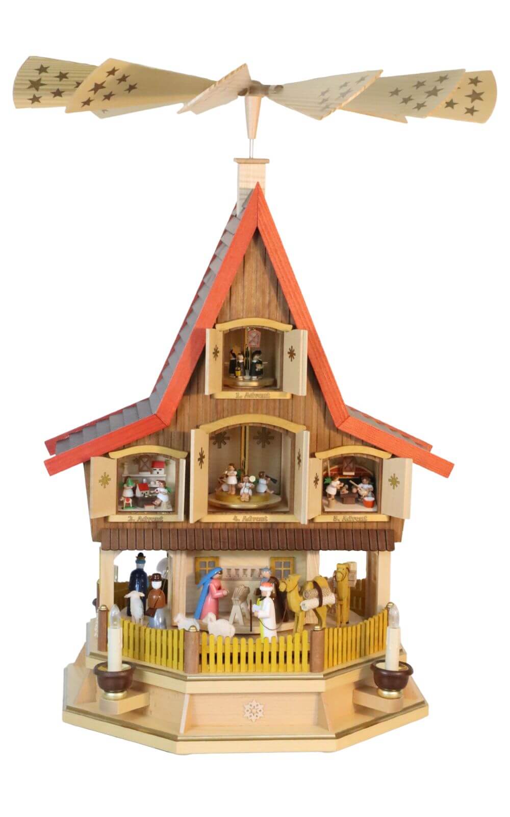 Weihnachtspyramide 3 - stöckiges Adventshaus mit Heiliger Geschichte von Richard Glässer_2