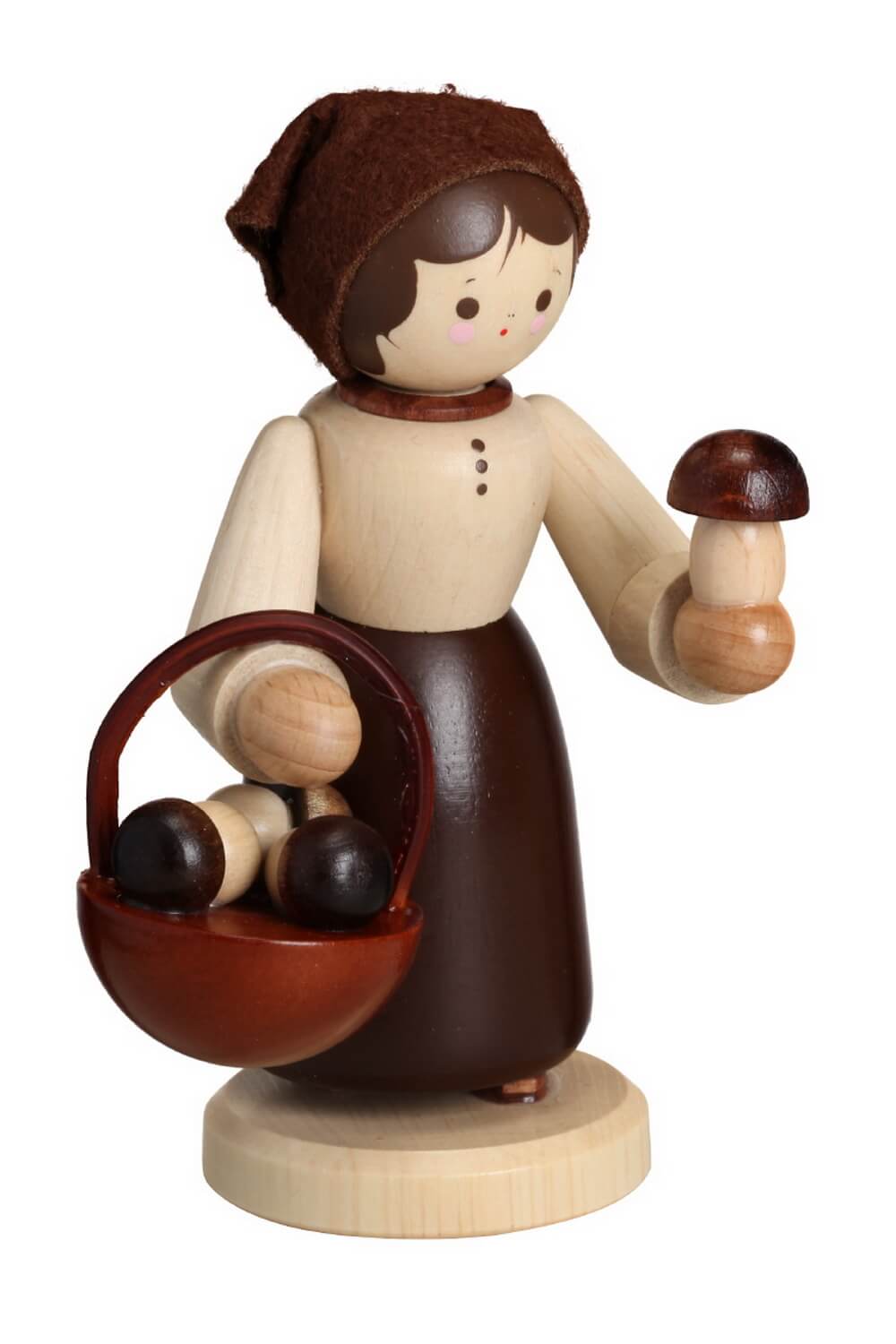 Pilzfrau mit Korb, 11 cm, natur von Romy Thiel