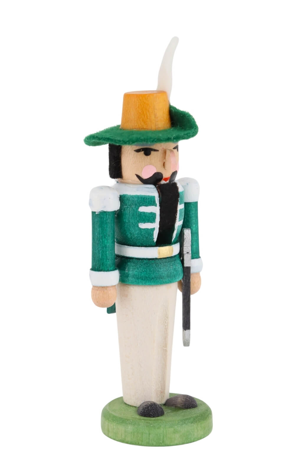 Miniatur Nussknacker Musketier, grün, 8 cm von SEIFFEN.COM