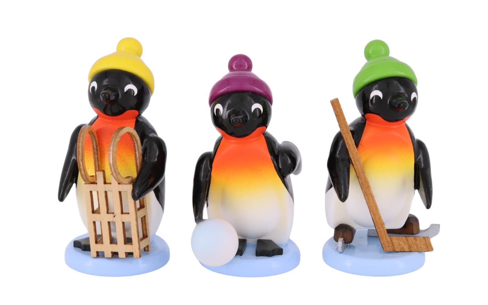 Miniatur Pinguine Freizeitsportler, 3 - teilig, 6 cm, farbig von SEIFFEN.COM