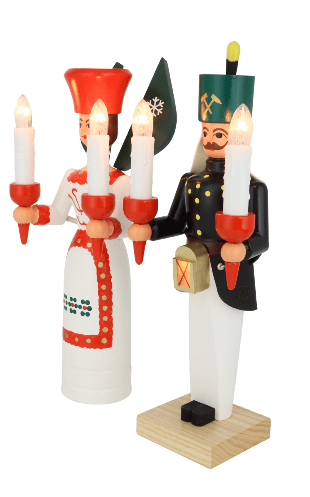 Engel und Bergmann, 26 cm, farbig, elektrisch beleuchtet von SEIFFEN.COM