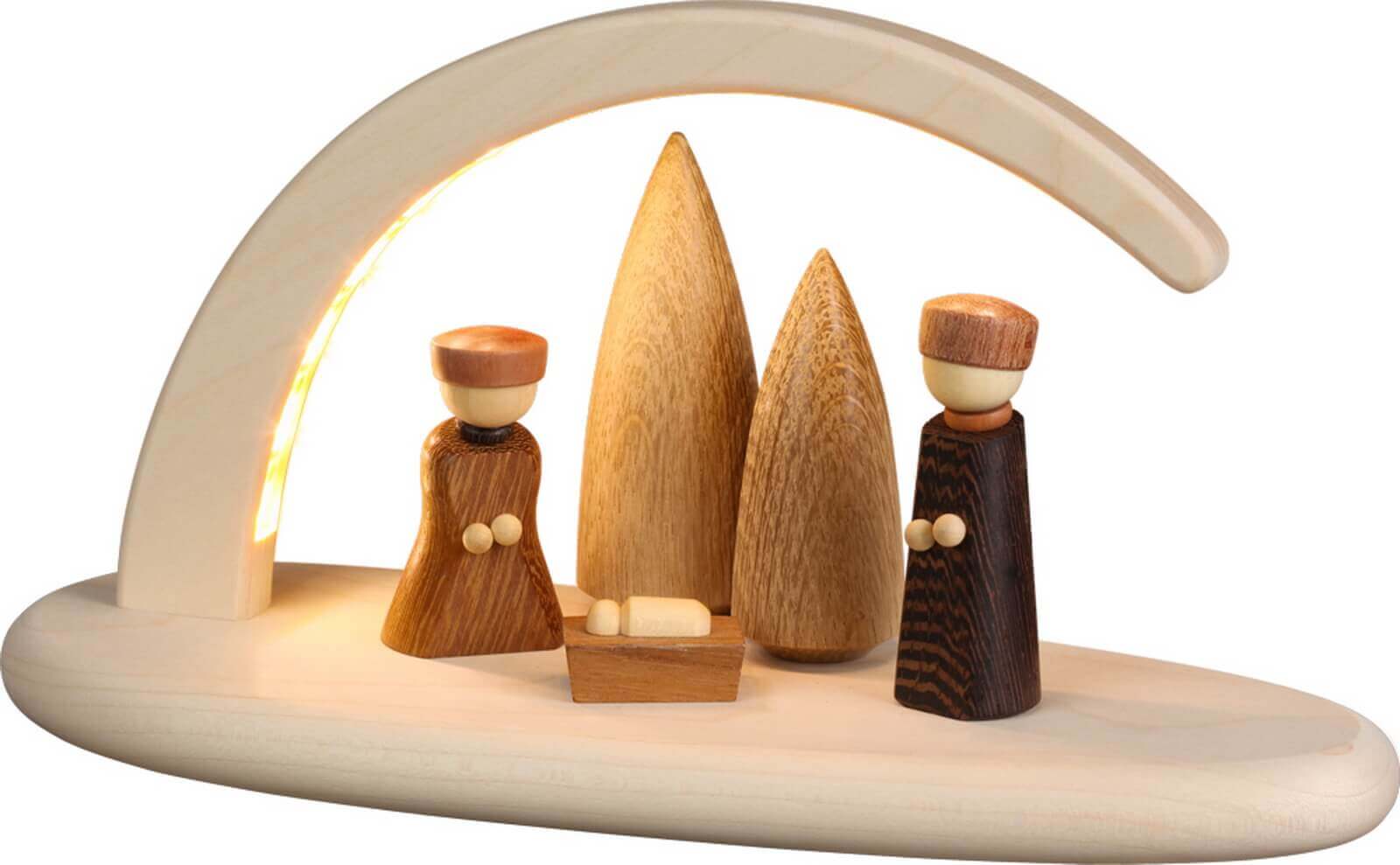 LED Schwibbogen, natur mit Christi Geburt von Seiffener Volkskunst eG