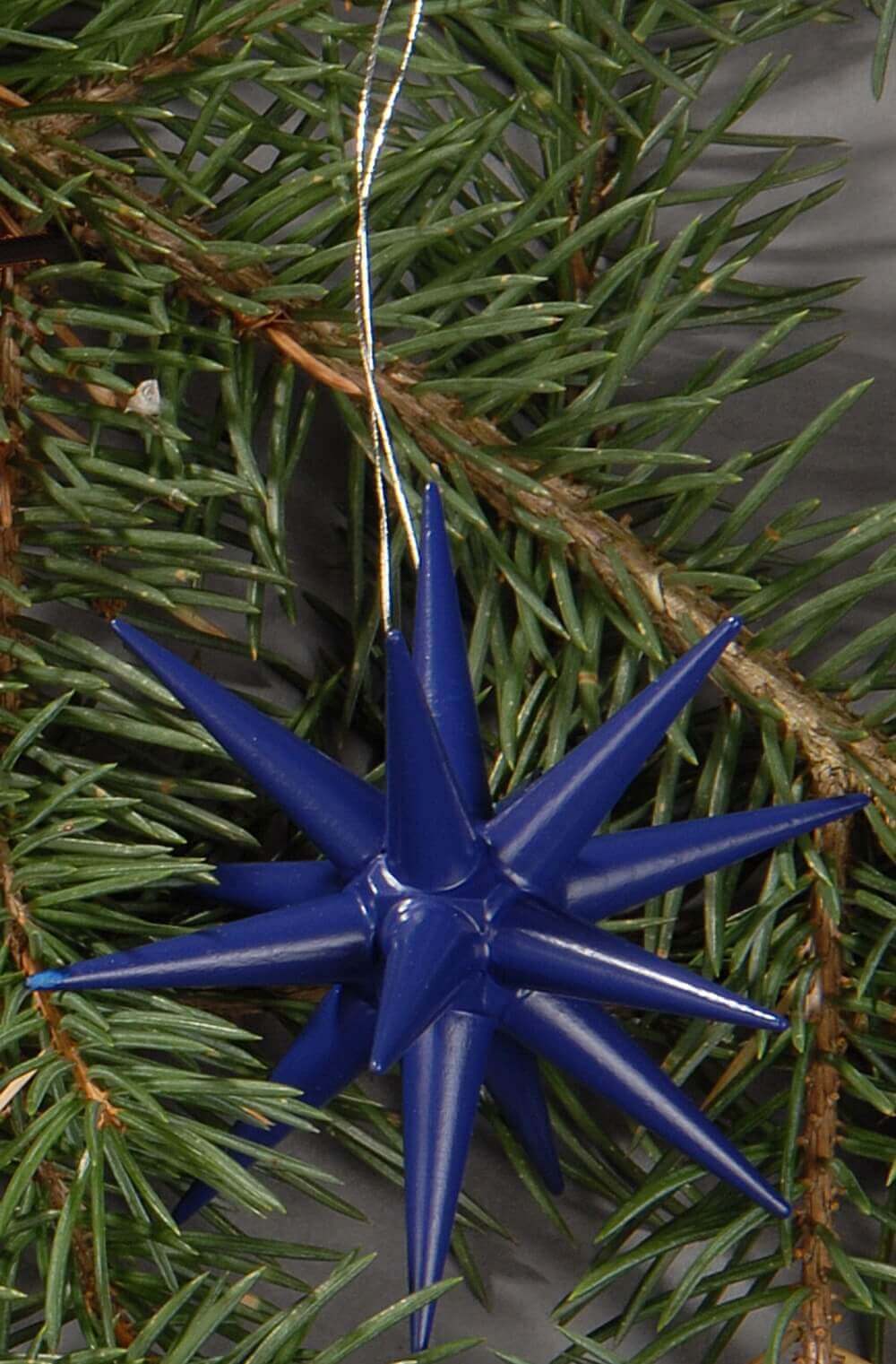 Christbaumschmuck aus Holz, Weihnachtssterne dunkelblau, 6-teilig von Albin Preißler_Bild2