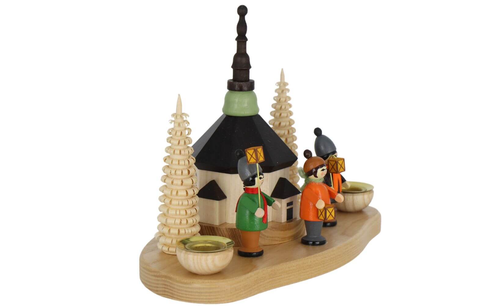 Kerzenhalter mit Seiffener Kirche und Laternenkindern von Knuth Neuber_2