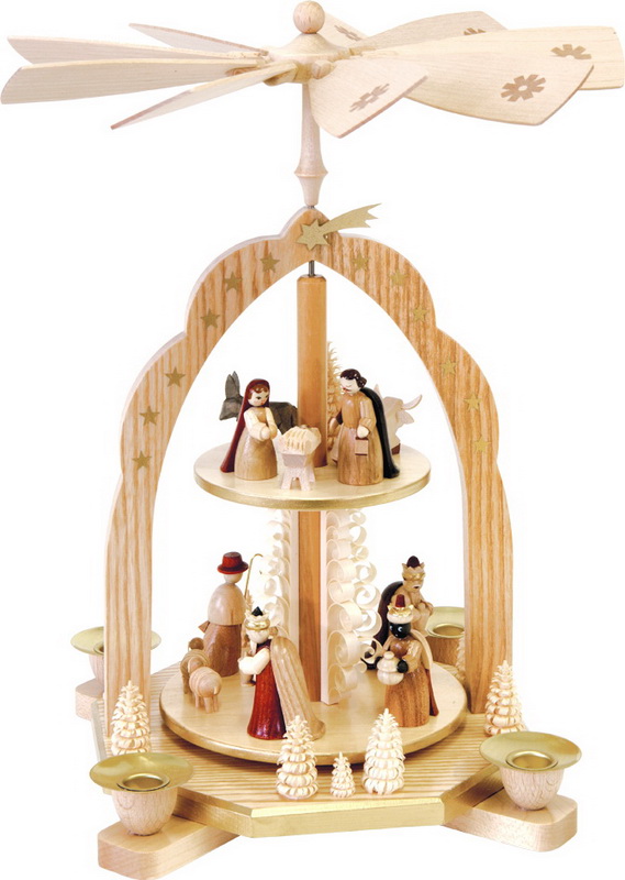 Weihnachtspyramide Heilige Familie, 2 – stöckig, 31 cm von Richard Glässer_Bild1