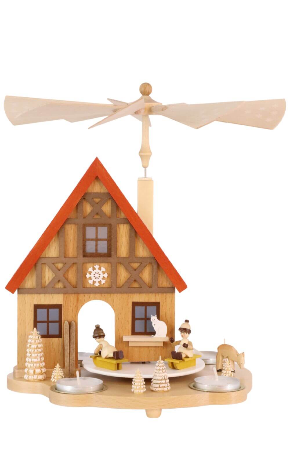 Weihnachtspyramide Haus mit Winterkinder, 29 cm von Richard Glässer_1