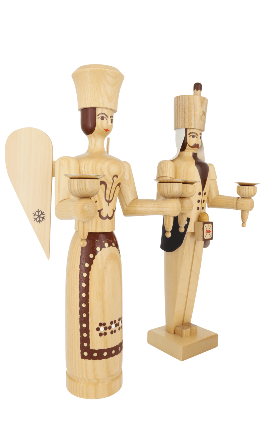 Engel und Bergmann, 38 cm, natur für Wachskerzen von SEIFFEN.COM