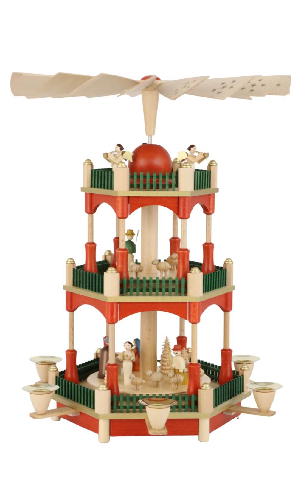 Weihnachtspyramide mit Heiliger Familie, 3 – stöckig, 39 cm von Richard Glässer_1