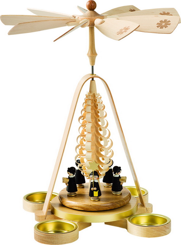Weihnachtspyramide für Teelichte mit Kurrende, 28 cm von Richard Glässer_1