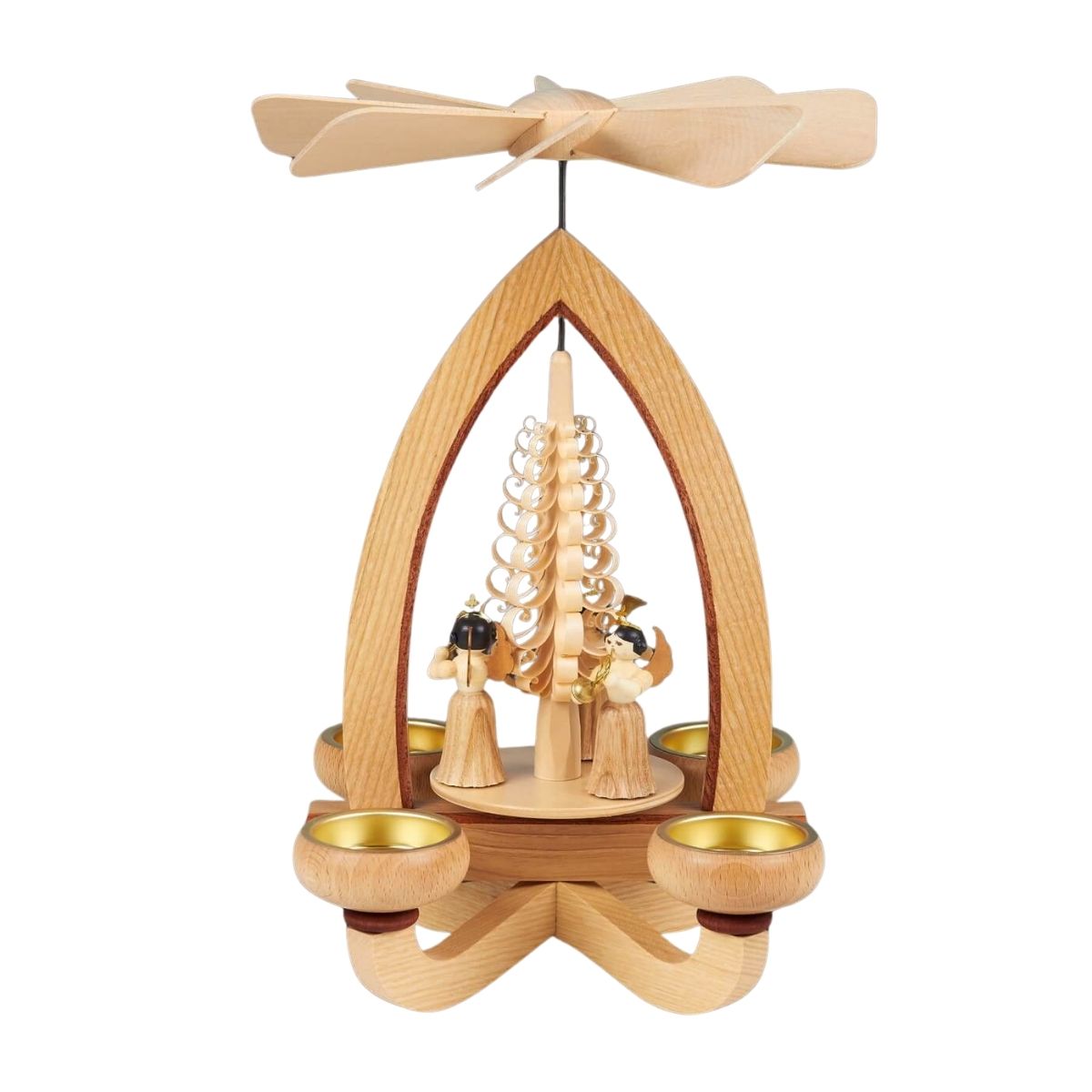 Weihnachtspyramide Faltenrockengel für Teelichte, 28 cm von Heinz Lorenz