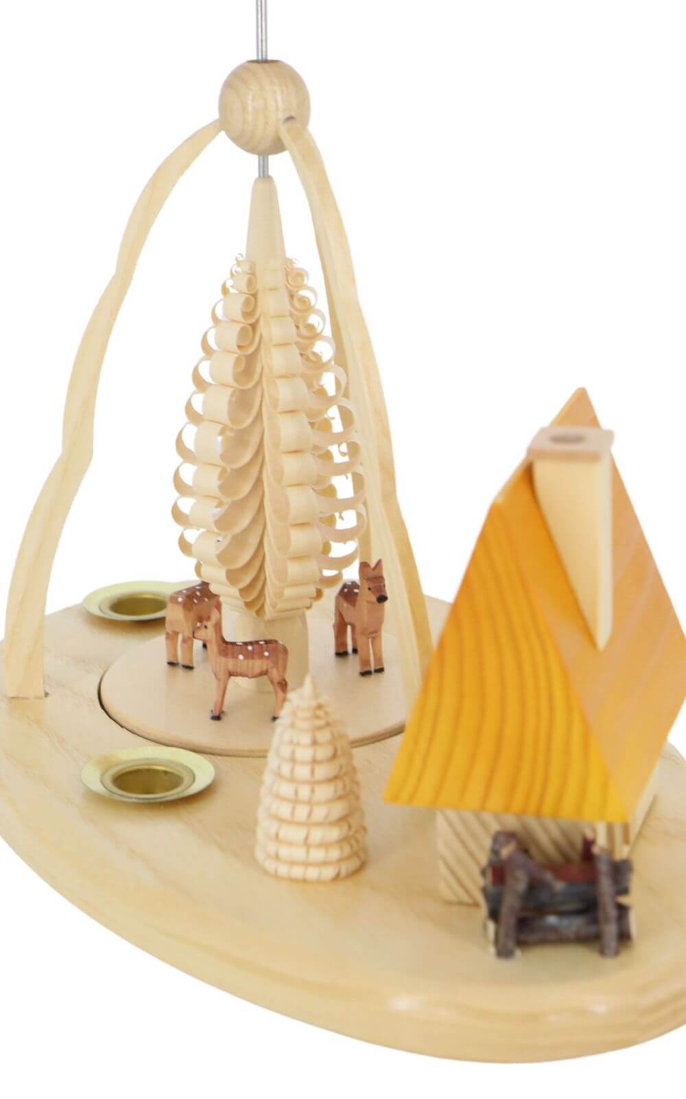 Weihnachtspyramide mit Rehen und Räucherhaus, 23 cm, natur von Ralf Zenker_4
