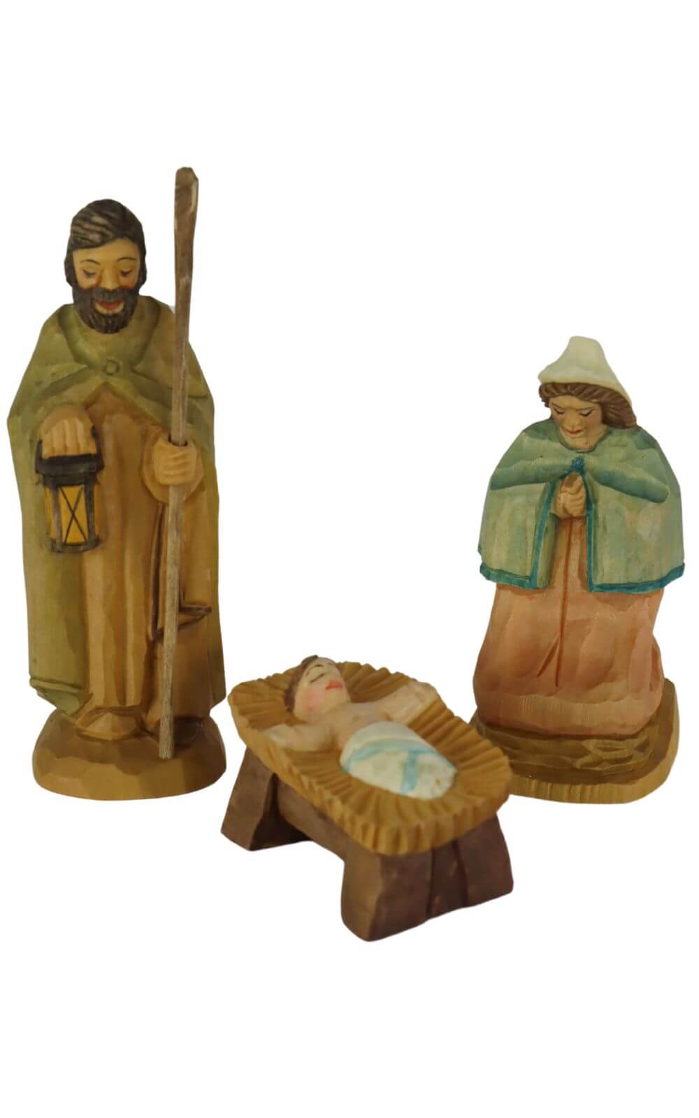 Heilige Familie, 3-teilig, farbig, geschnitzt, 12 cm von Schnitzkunst aus dem Erzgebirge