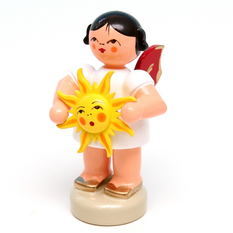 Weihnachtsengel stehend mit Sonne und roten Flügeln von Figurenland Uhlig GmbH