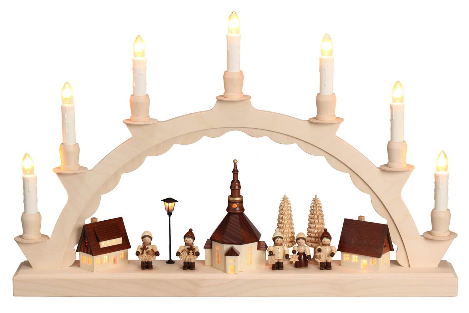 Schwibbogen Seiffener Dorf mit Romy Thiel Kinder, 50 cm von SEIFFEN.COM