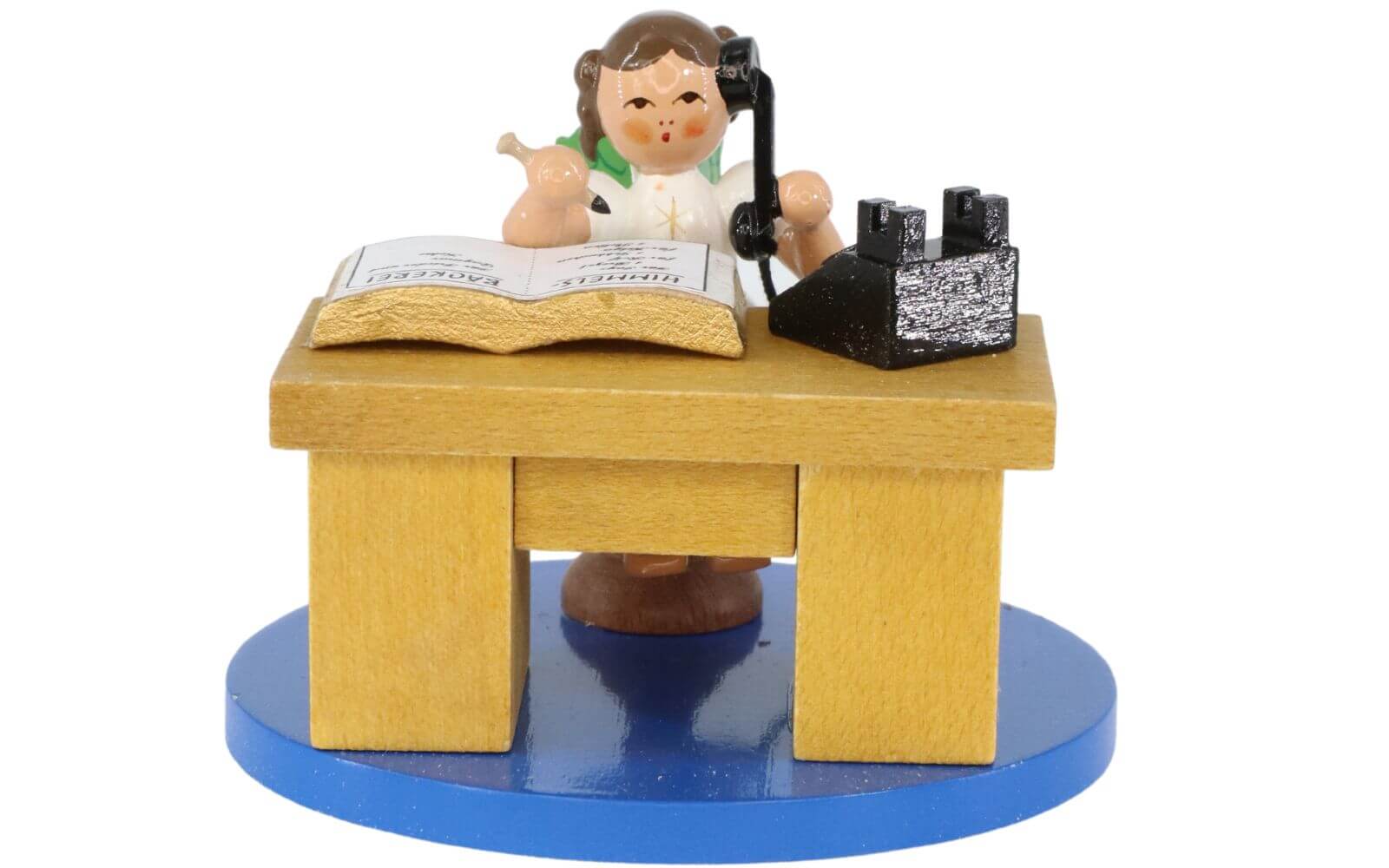 Miniatur Weihnachtsengel am Schreibtisch, 6 cm, farbig von Richard Glässer_1