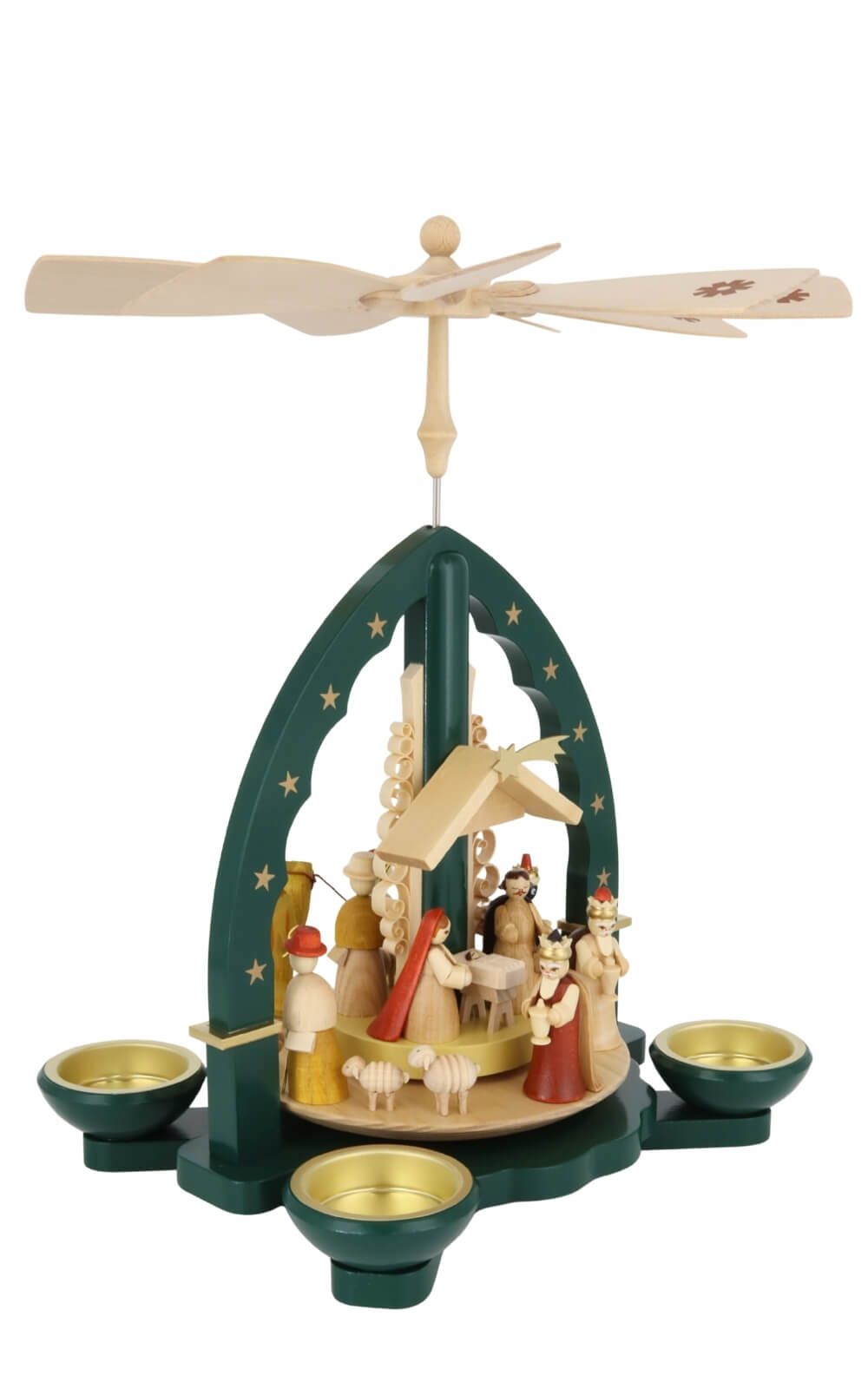 Weihnachtspyramide Christi Geburt für Teelicht und Kerzen, grün, 28 cm von Richard Glässer_10