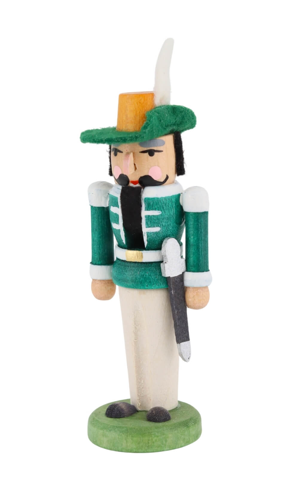 Miniatur Nussknacker Musketier, grün, 8 cm von SEIFFEN.COM