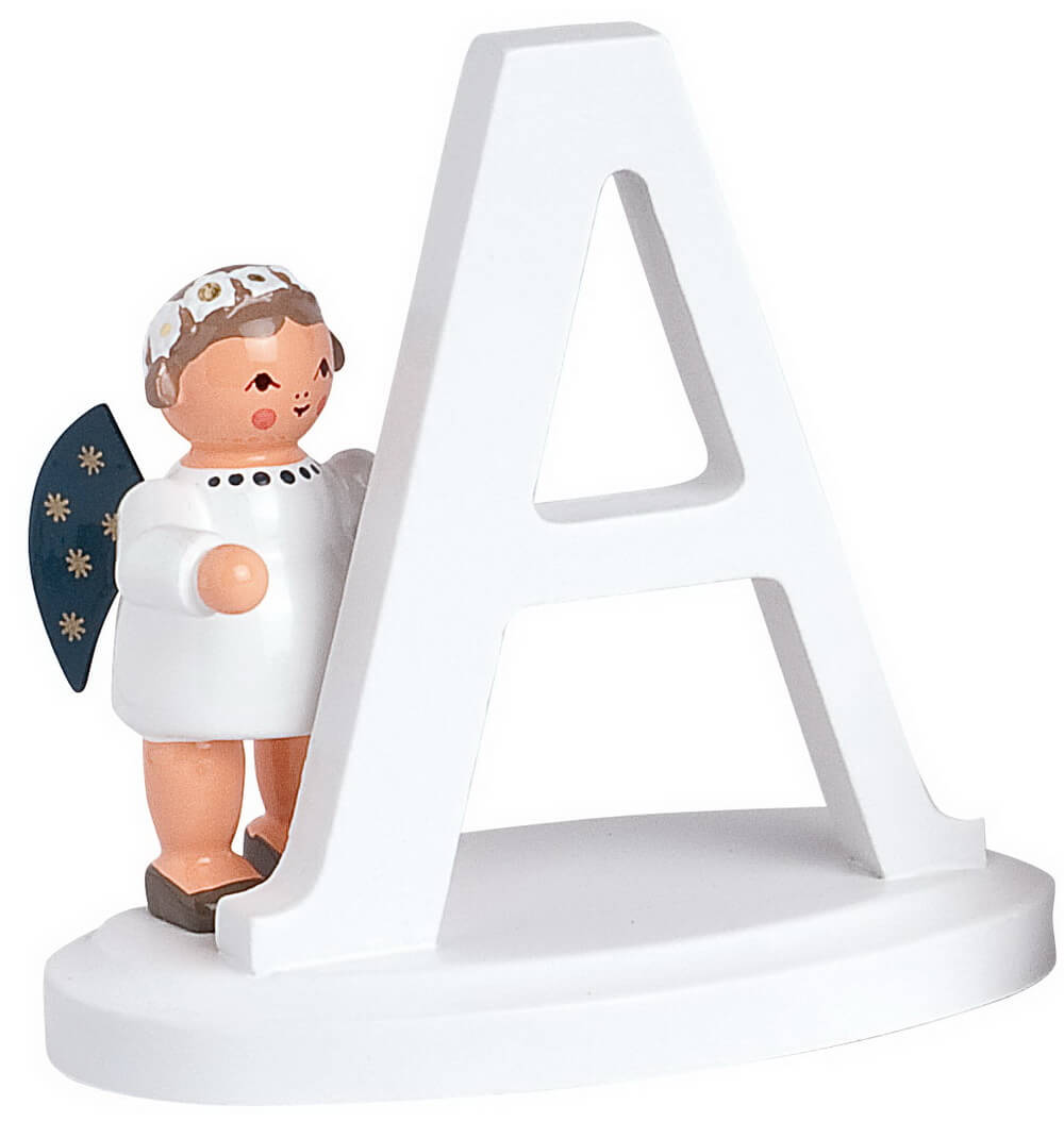 Miniatur Weihnachtsengel mit dem Buchstaben A, 7 cm von KWO