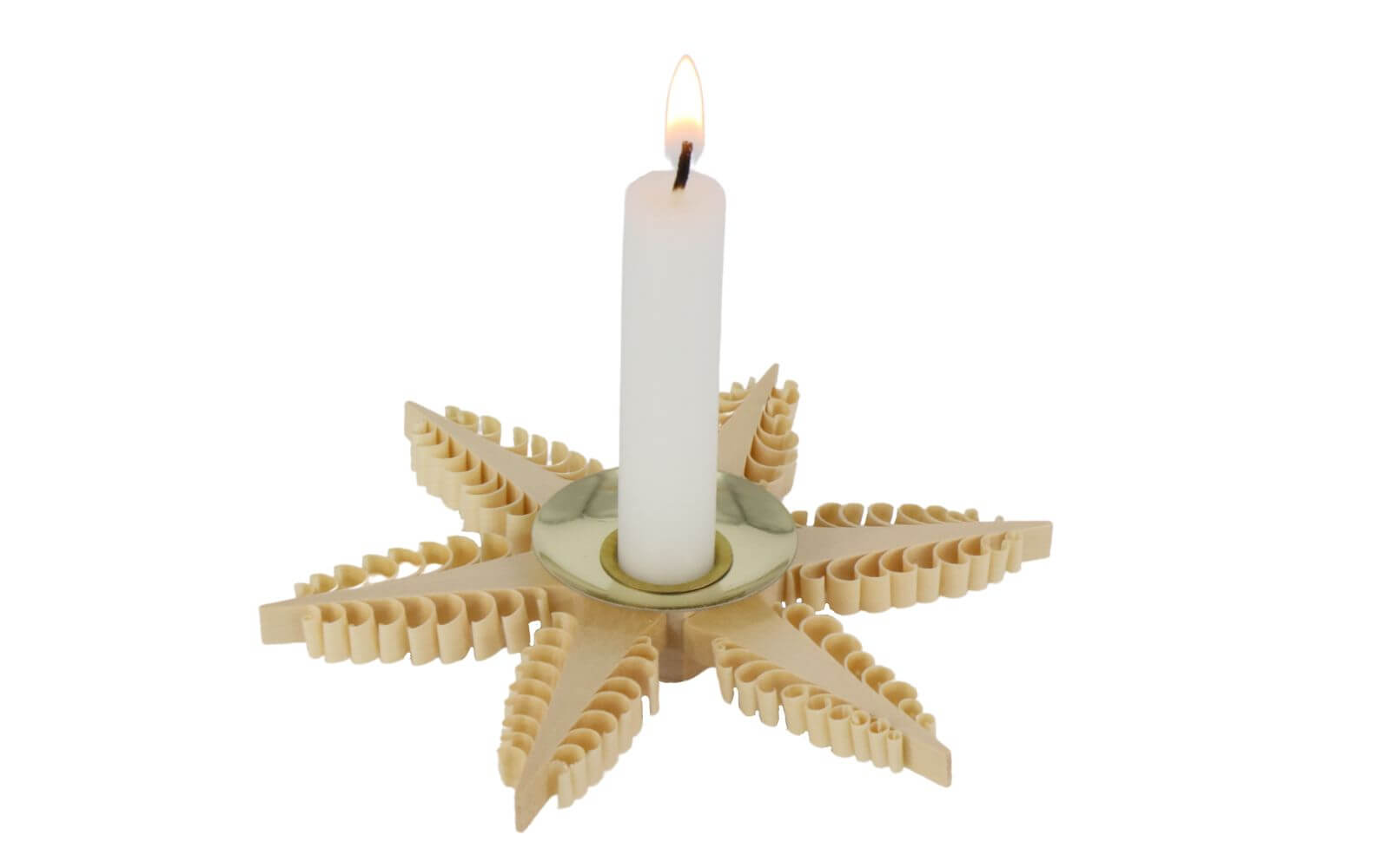 Weihnachtskerzenhalter Spanbaumstern von Martina Rudolph