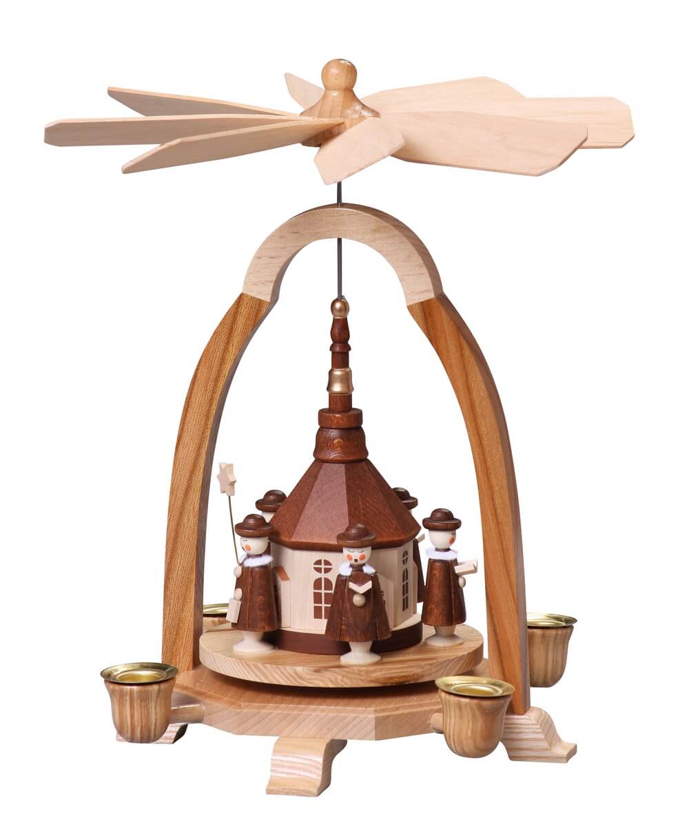 Weihnachtspyramide mit Seiffener Kirche, 24 cm von Thomas Preißler