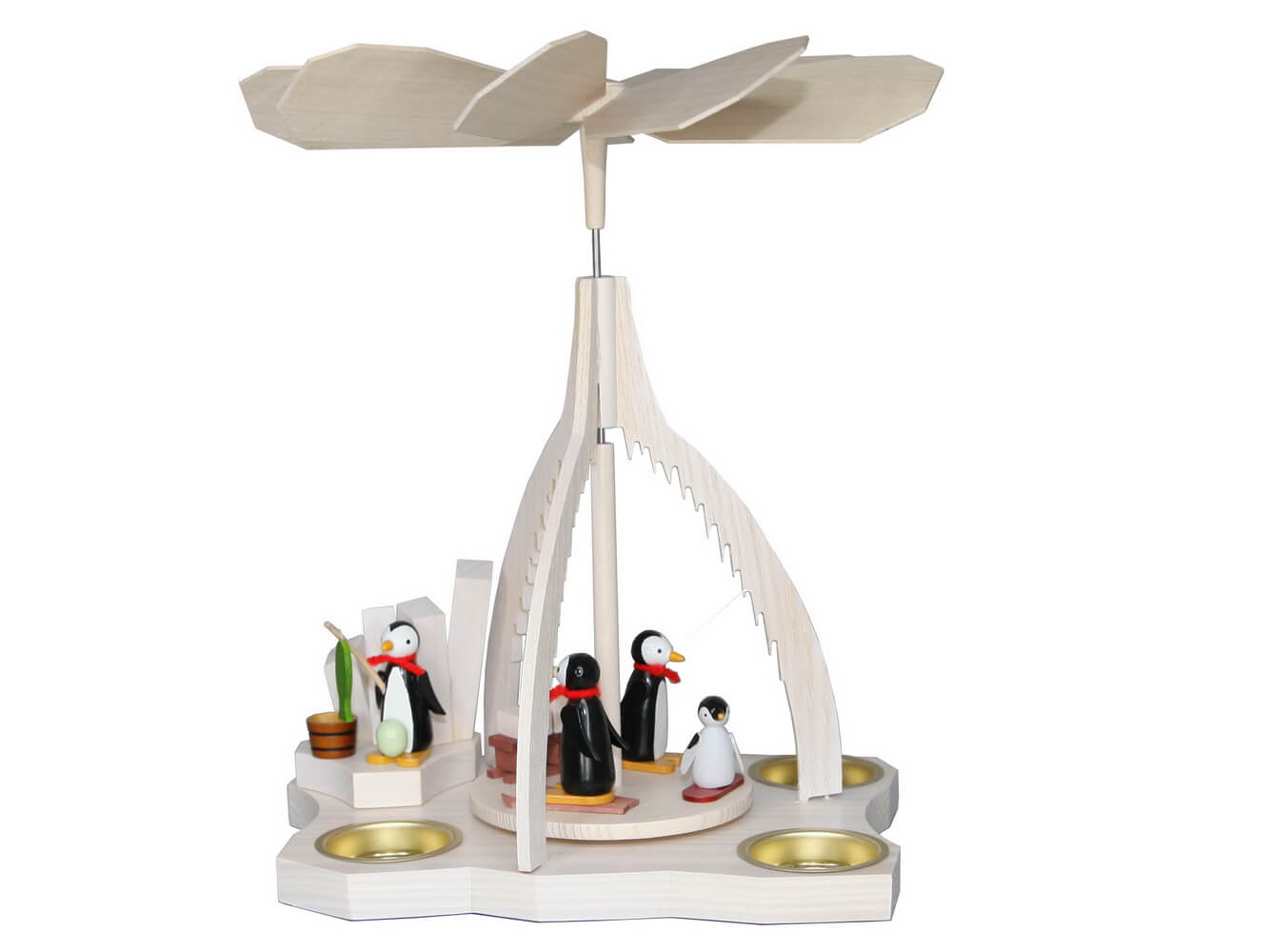 Weihnachtspyramide für Teelichte Pinguine auf Eisscholle, 26 cm von Volker Zenker