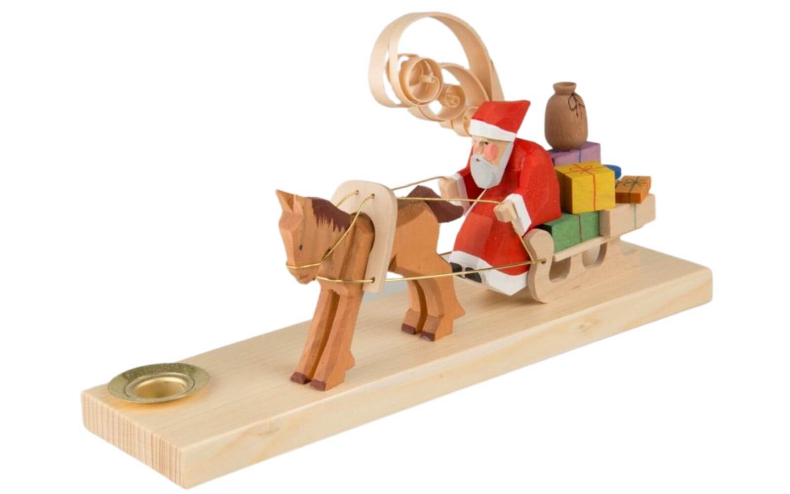 Kerzenhalter mit geschnitzten Weihnachtsmann, 8 cm von Bettina Franke