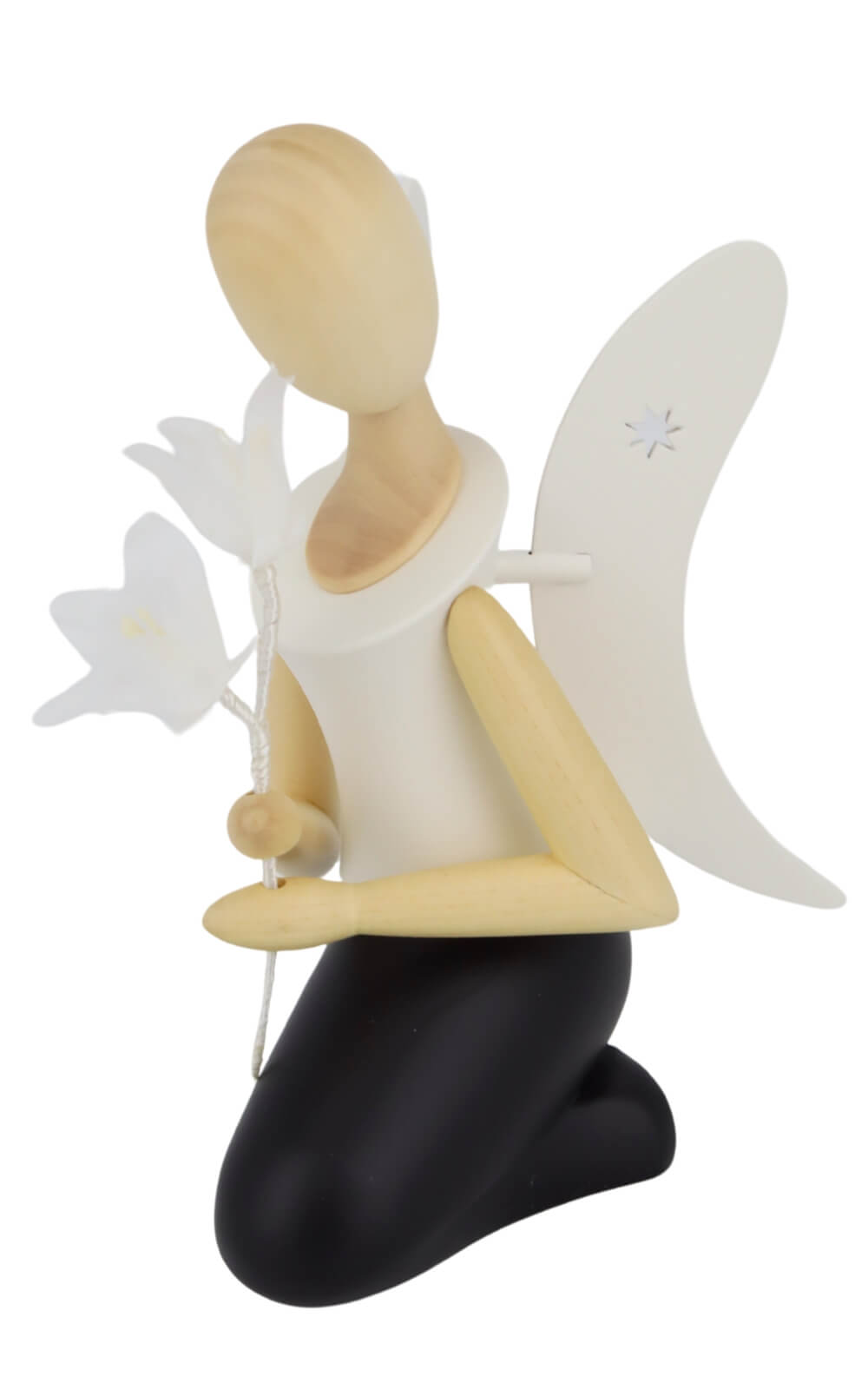 Engel - Sternkopf mit Glockenblume, knieend, 25 cm von Holzkunst Gahlenz_2