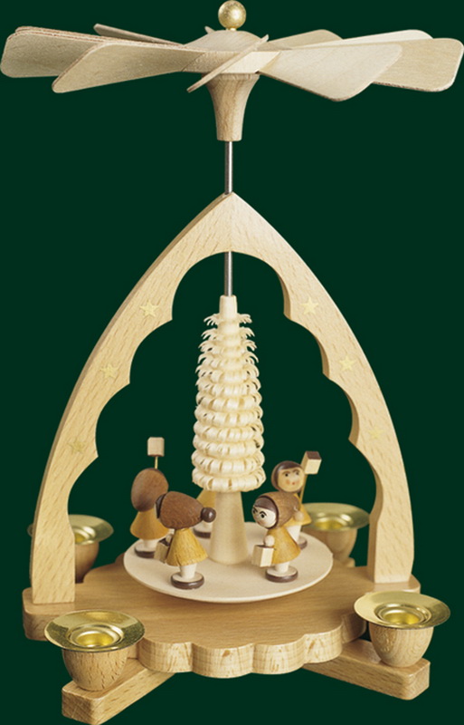 Weihnachtspyramide mit Laternenkinder, natur, 19 cm von Richard Glässer-Bild2