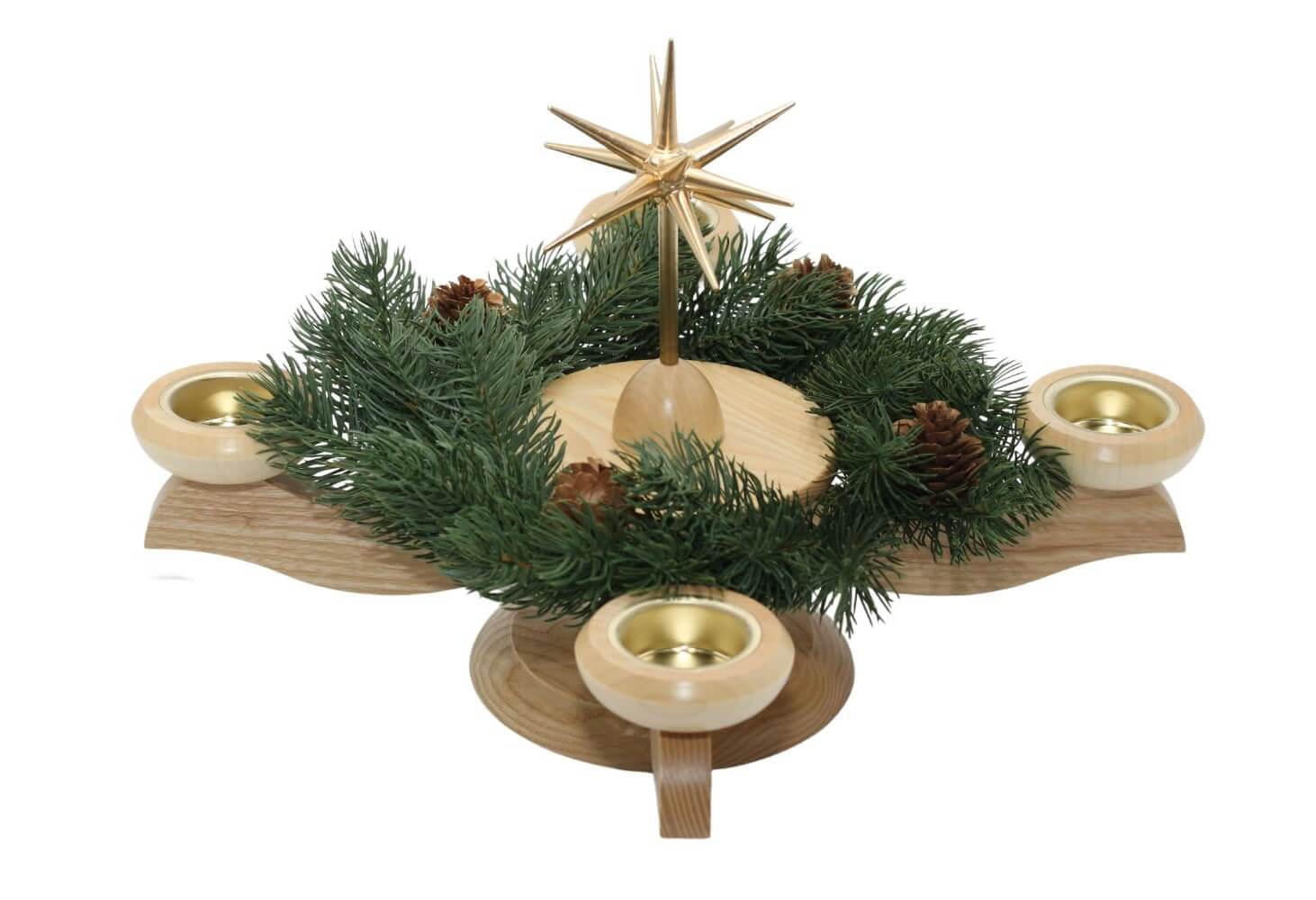 Adventsleuchter mit Weihnachtsstern und Tannenkranz, natur von Albin Preißler_2