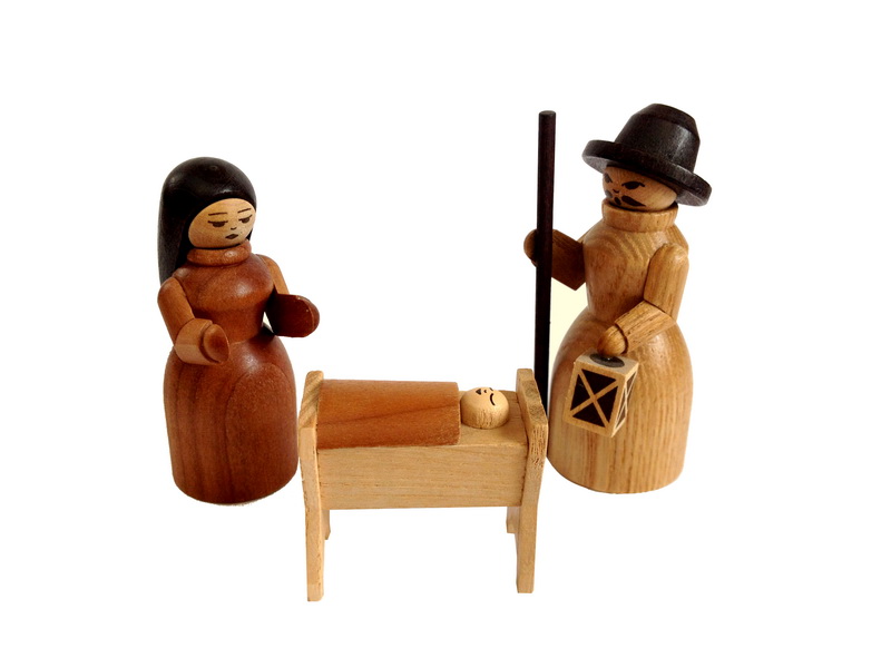 Miniaturen Heilige Familie, 3 - teilig, natur von Spielwarenmacher Günther