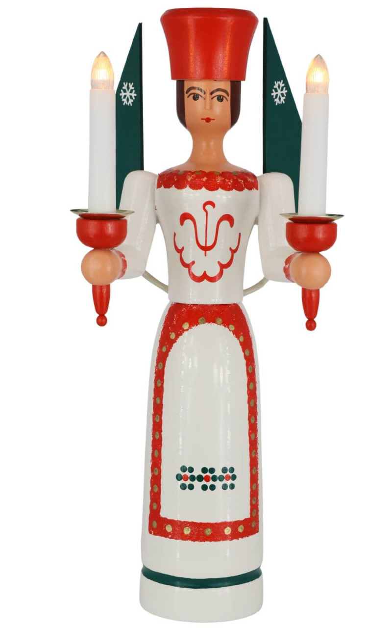 Weihnachtsengel, farbig, elektrisch beleuchtet, 38 cm von SEIFFEN.COM