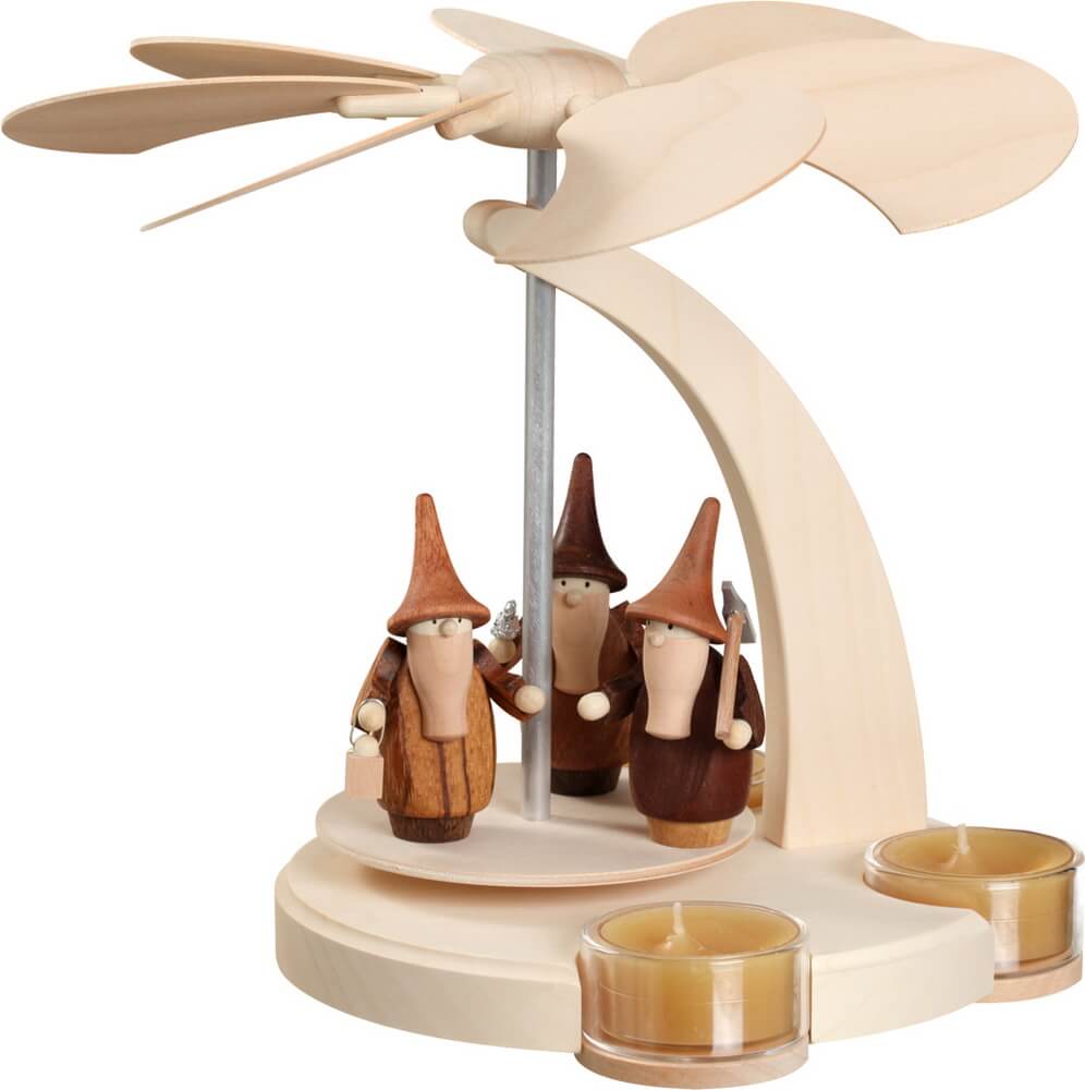 Weihnachtspyramide mit Gnomen, 18 cm von Seiffener Volkskunst eG