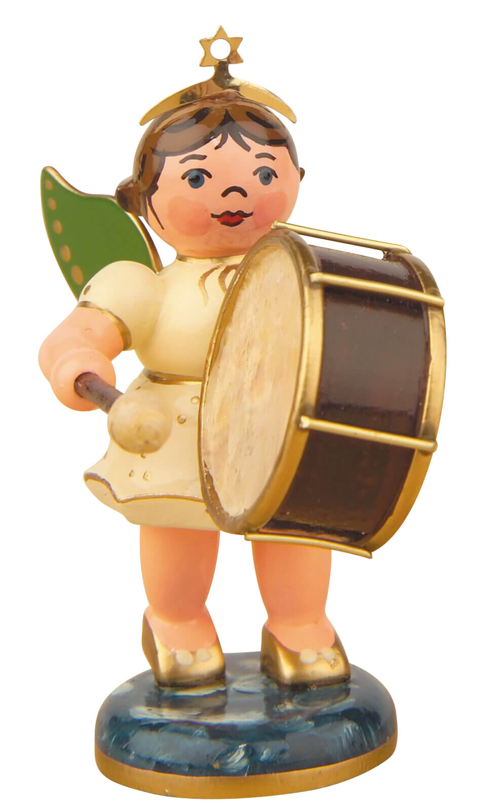 Miniatur Weihnachtsengel mit Pauke von Hubrig Volkskunst