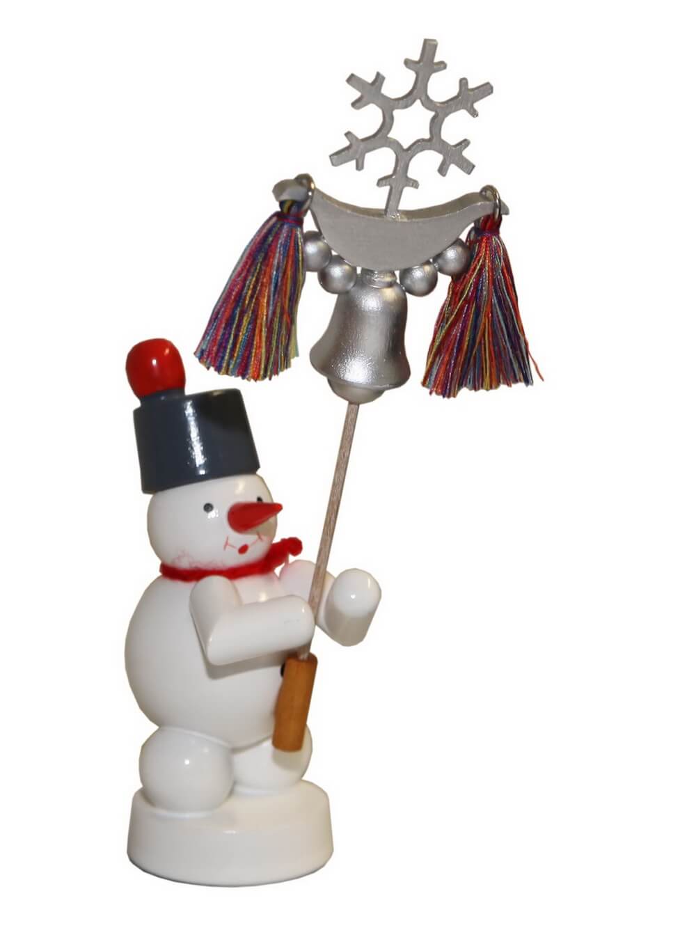 Schneemann mit Schellenbaum, farbig, 13 cm von Ralf Zenker