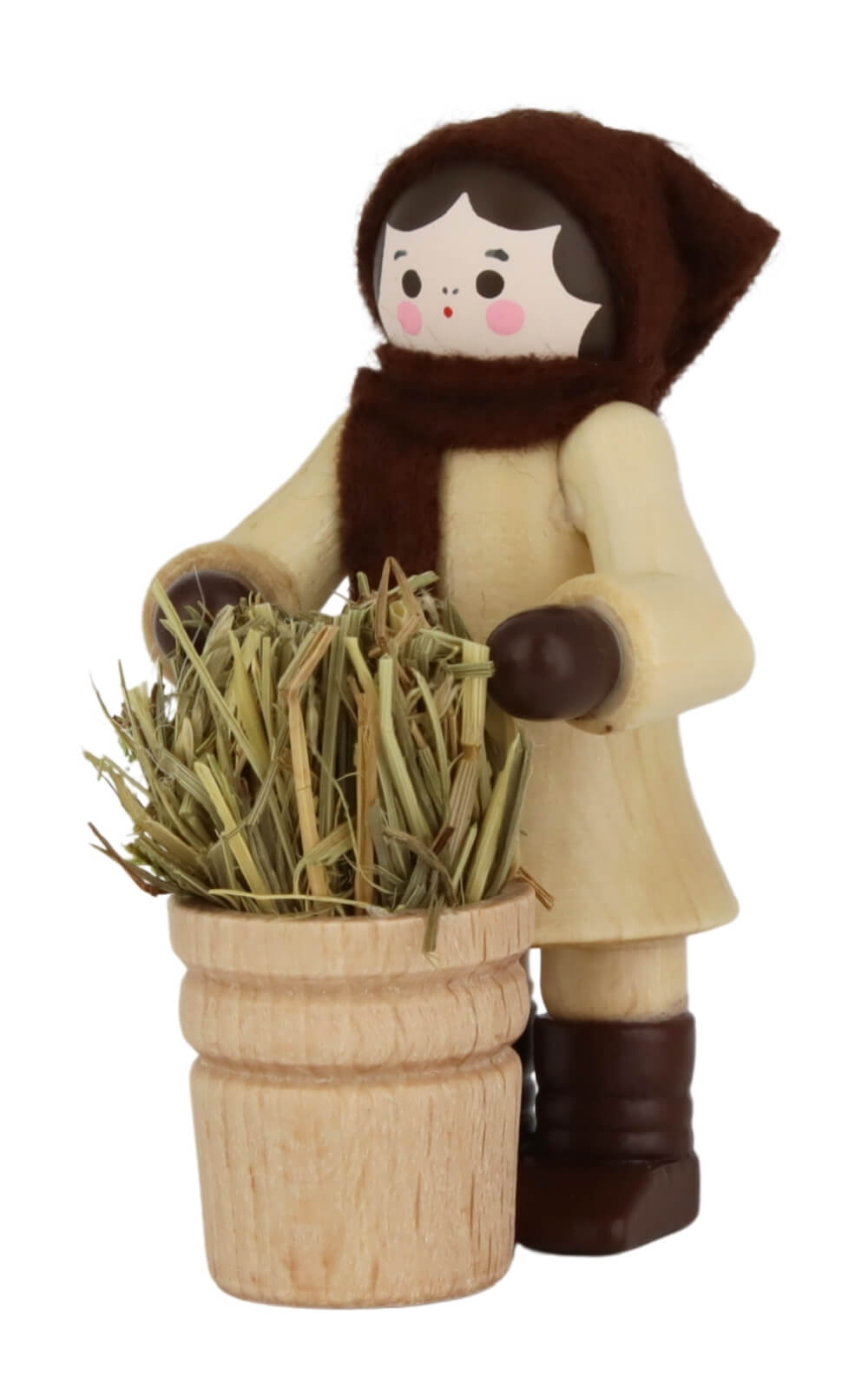 Frau mit Heukorb, 6 cm, natur von Romy Thiel_2