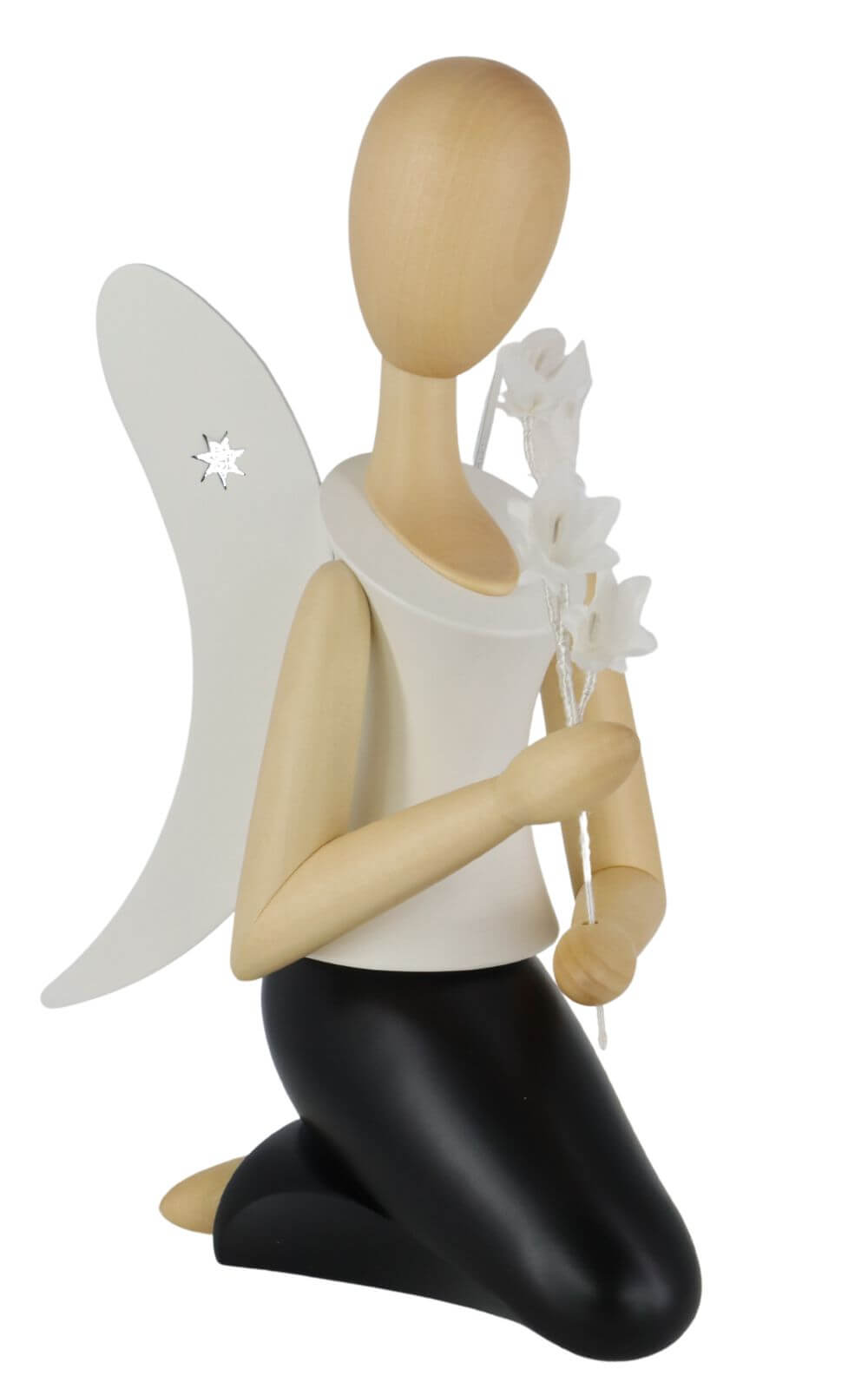 Engel - Sternkopf mit Glockenblume, knieend, 13 cm von Holzkunst Gahlenz_1