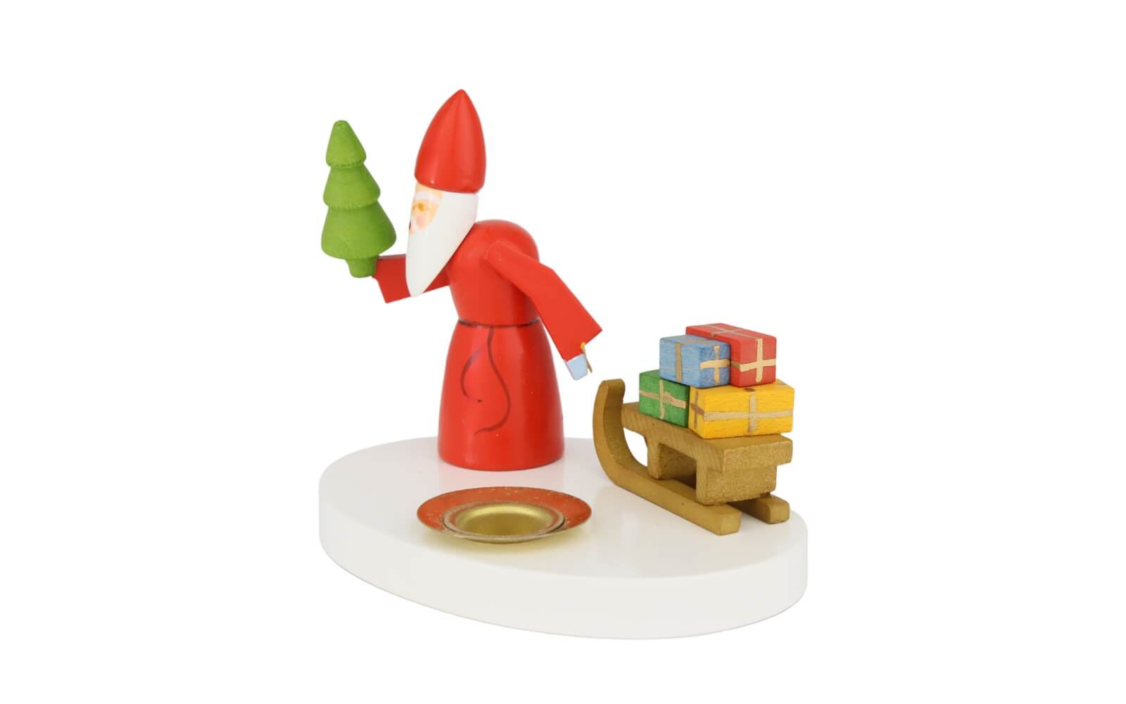 Kerzenhalter Weihnachtsmann mit Schlitten, farbig, 8 cm von Ralf Zenker